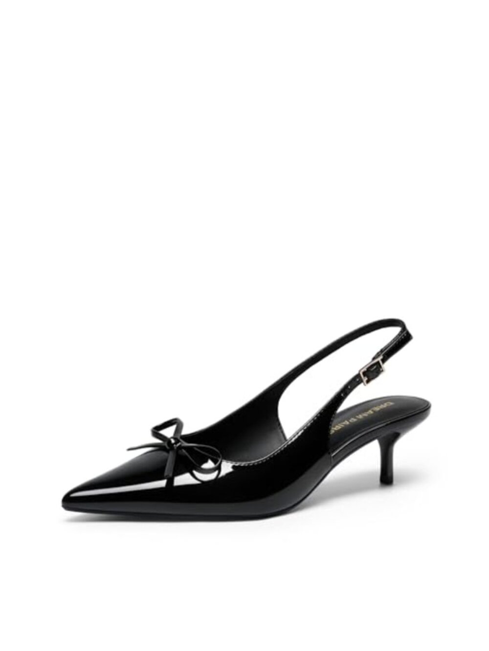 Women's Faux Leather Slingback Kitten Heels Pumps with Bow